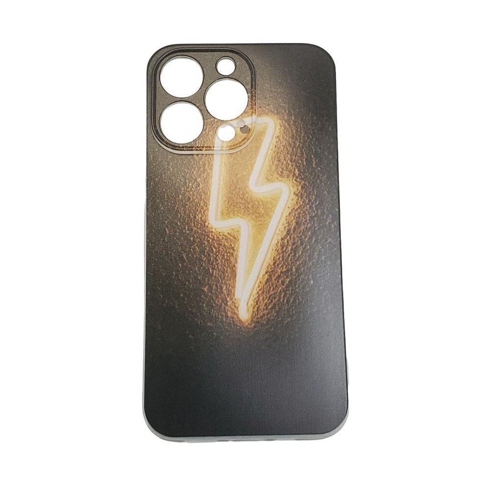 Gold Lightning Bolt 13 pro Phone Case Gold and Black
